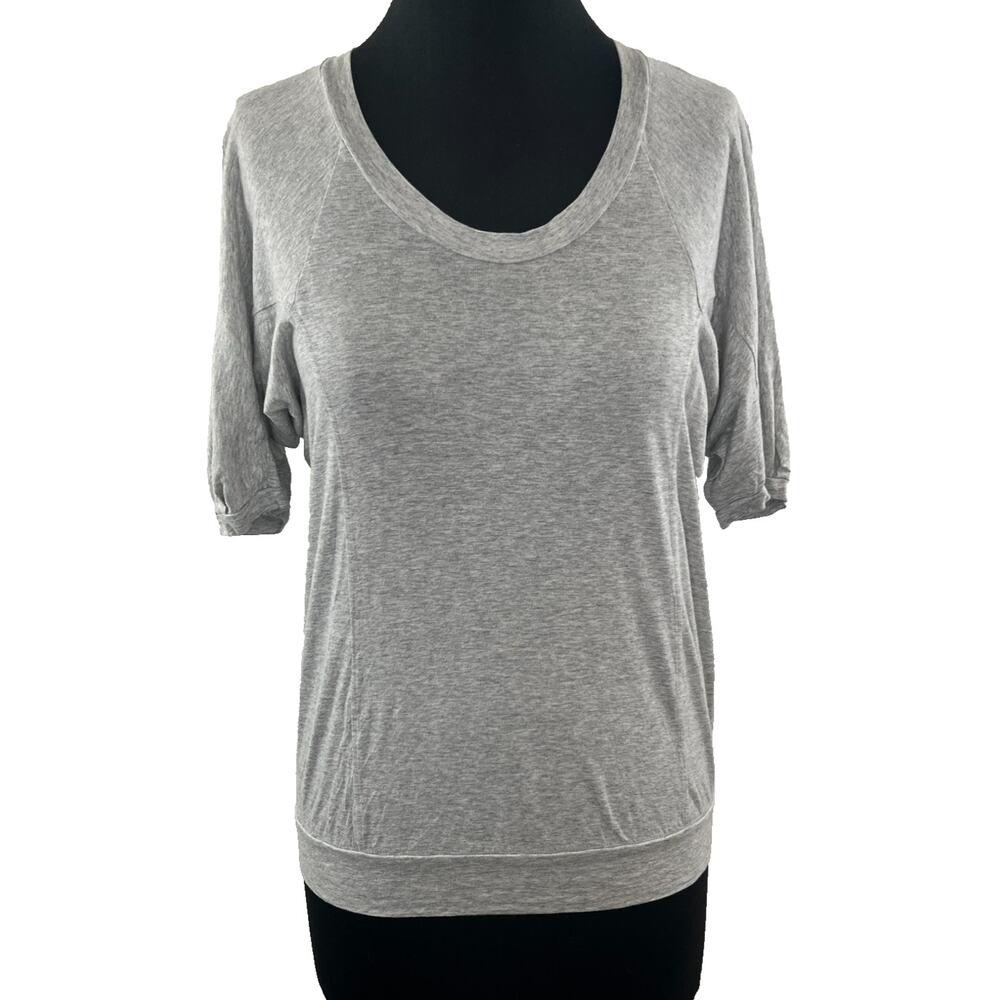 AG Jeans Scoop Gray Flowy Short Sleeve Shirt Top S Small
